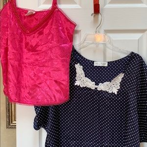 Pink pj top- NWB & poka dot nightgown